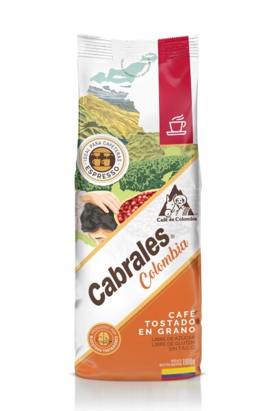 Café CABRALES Colombia Tostado en grano 1 kg. Café CABRALES Colombia Tostado en grano 1 kg.