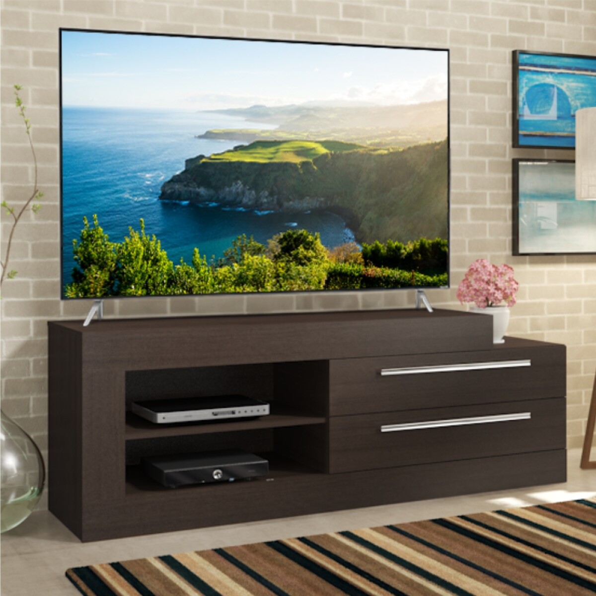 Rack para TV 55" con cajones y estantes Marrón 