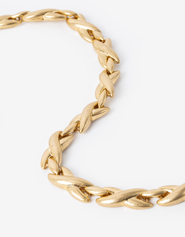 Collares Cortos Metal Collar Corto Metal Trenzado - Dorado Oro Amarillo