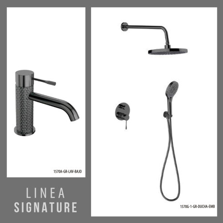 Juego De Griferia Incluye Lavatorio Bajo Y Ducha Embutida GRIS-BRUSHED NICKEL