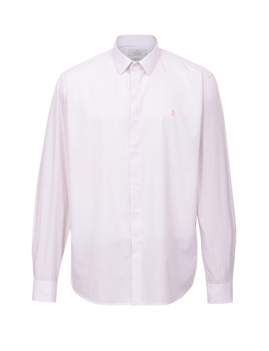 Camisa m/l micro cuadros rosado