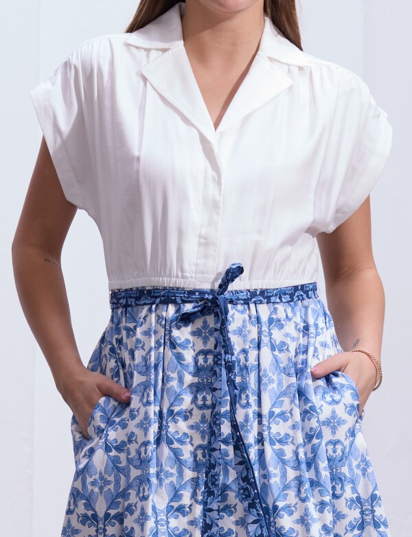 Vestido Esc Camisa L CELESTE/MULTI