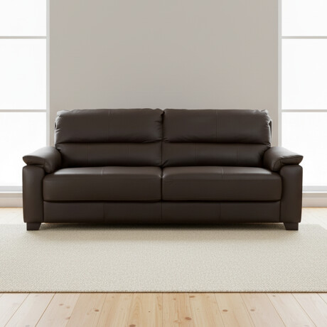 SOFA 3 CUERPOS CUERO-100-NATURAL MARRON VENECIA CHOC.