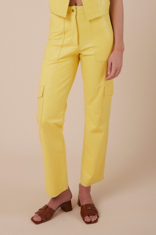 PANTALON CUERO CARGO INA LIMON