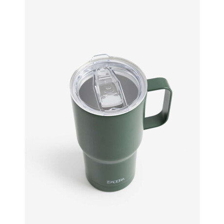 Vaso Metálico Con Asa Verde Oscuro