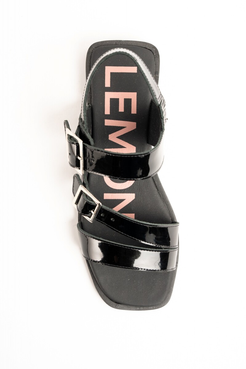 Sandalias De Doble Hebilla Negro
