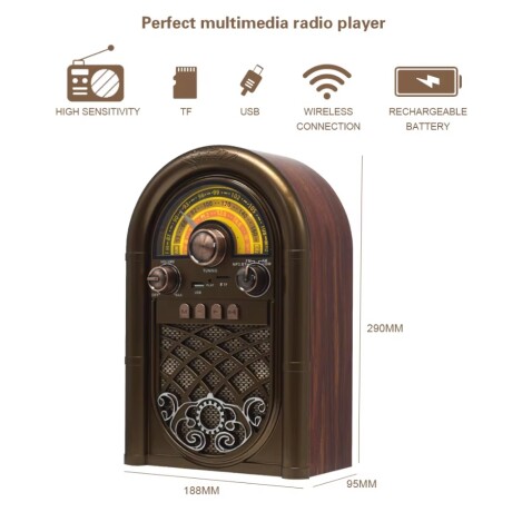 Radio Vintage Fm/am/sw R1950BT MARRON