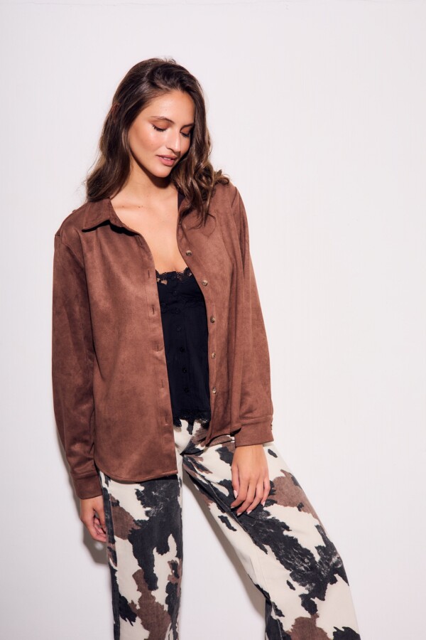 Camisa Gamuza Cuero Vegano Chocolate