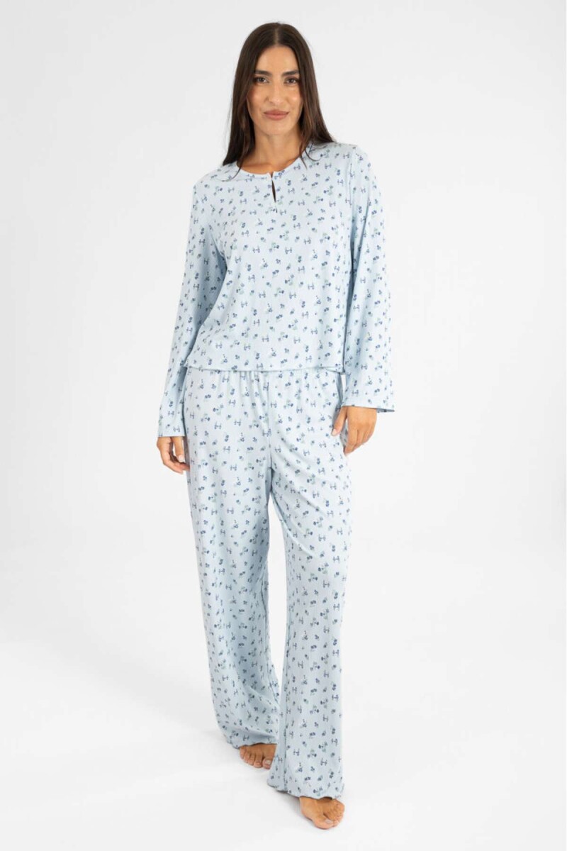 Pijama rulote liberty ml - Celeste 