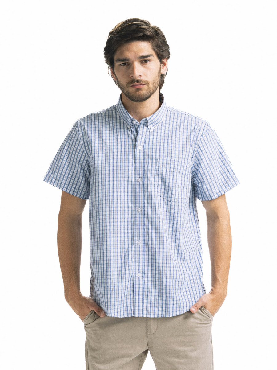 Camisa a Cuadros Manga Corta - Azul/Fantasia 4 