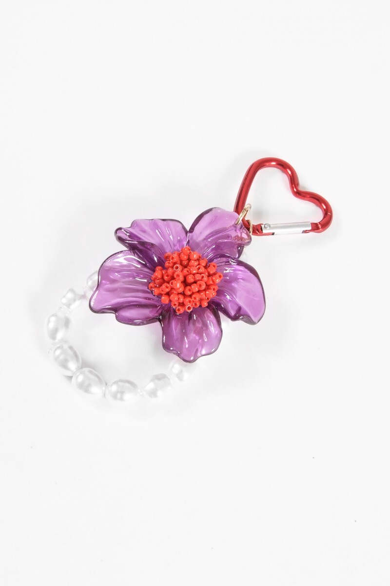 Llavero perlas flor multicolor