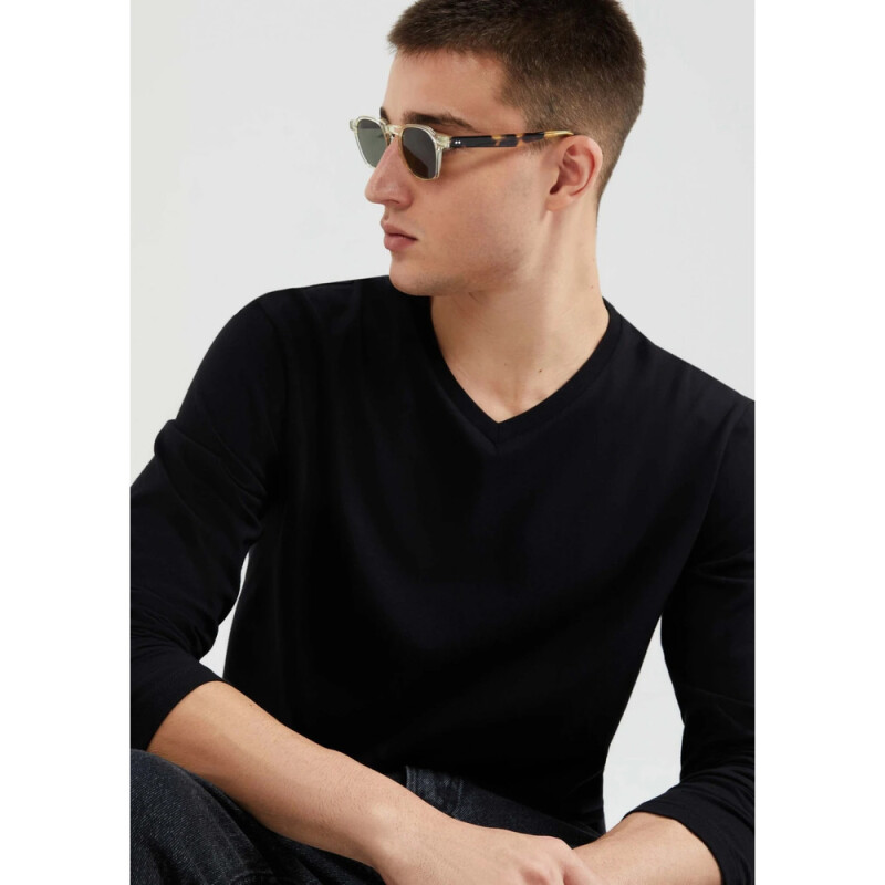 CAMISETA ML MASC PRETO ESCURO