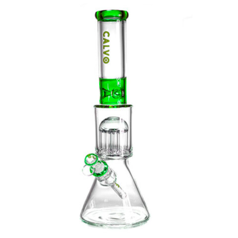 BONG CALVO GLASS BEAKER TREE PERC CON SHOWER 42CM VERDE
