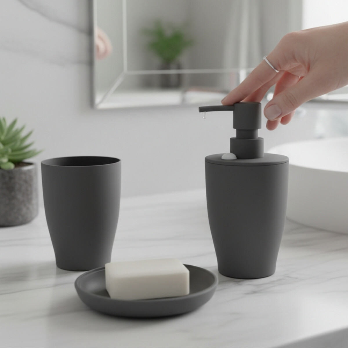 Set de baño 3 piezas Pure - GRIS 