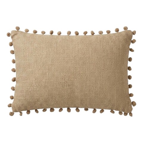 COJIN RECT BEIGE /POM POM 30X50CM Unica