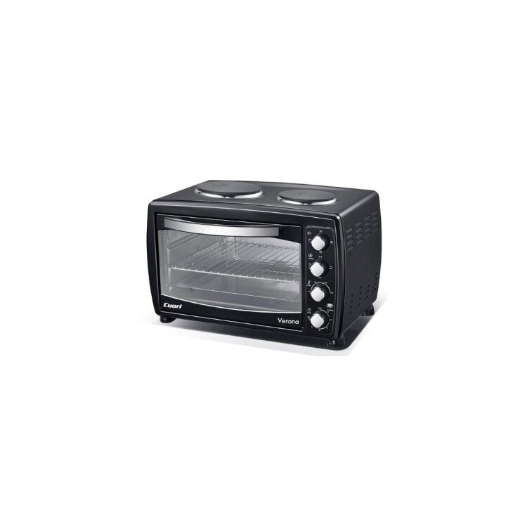 HORNO ELECTRICO CON 2 HORNALLAS CUORI VERONA 38 LITROS NEGRO