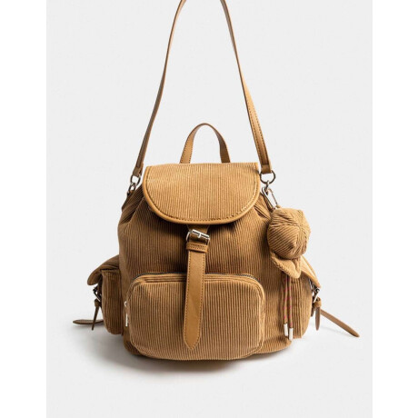 Mochila Solapa Corderoy Chocolate Marron Camel