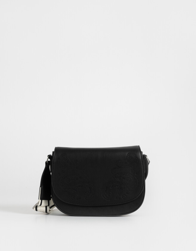 Bandoleras Boho Bandolera Bordada Con Solapa - Negro