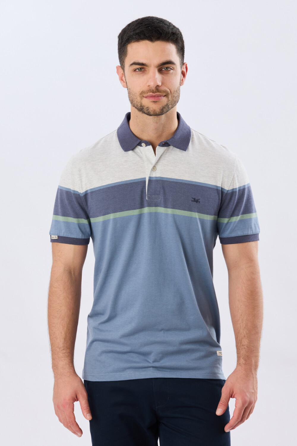 REMERA POLO RAYADA JERSEY Gris