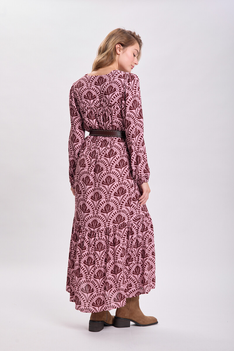 Vestido largo paneles Rosa