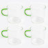 Taza de vidrio traslúcido con asa verde 5.5x5.5cm Taza De Vidrio Traslúcido Con Asa Verde 5.5x5.5cm