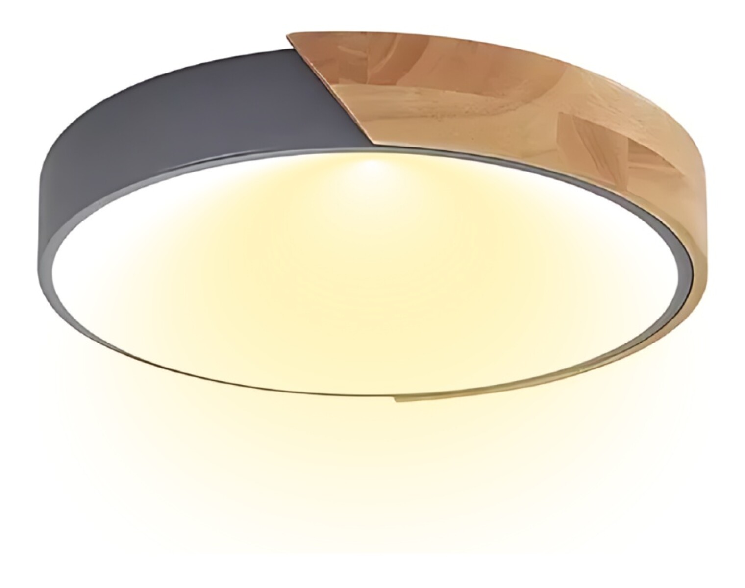 Luminaria Plafon Led Diám 30cm Metal Y Madera Luz cálida - Gris 
