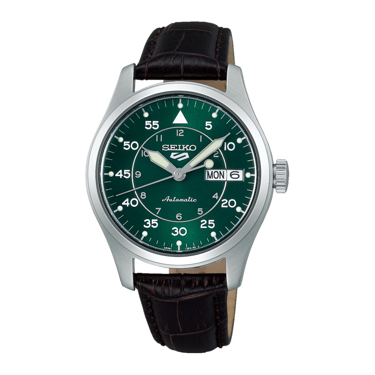 Reloj automático Seiko 5 Sports SRPJ89K1 para hombre con correa de cuero - Verde 