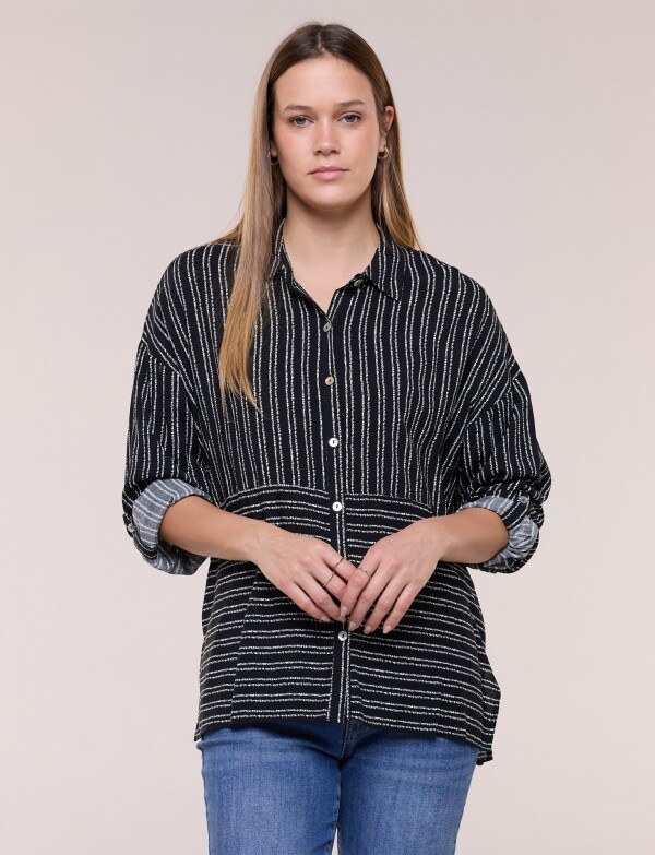 Camisa Lineas NEGRO/BLANCO
