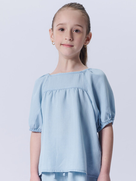 Blusa manga corta lyocell Celeste