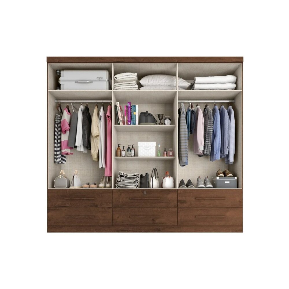 Ropero Maximus Plus 6 Puertas 6 Cajones Jacaranda