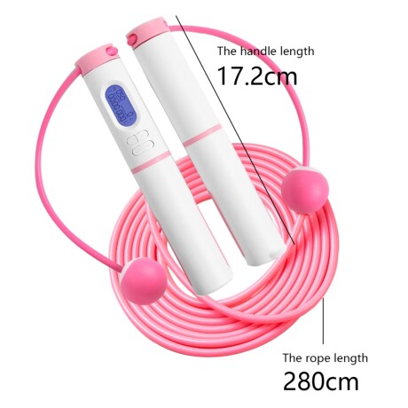 Cuerda de saltar electrónica multifuncional con contador electrónico Rosa