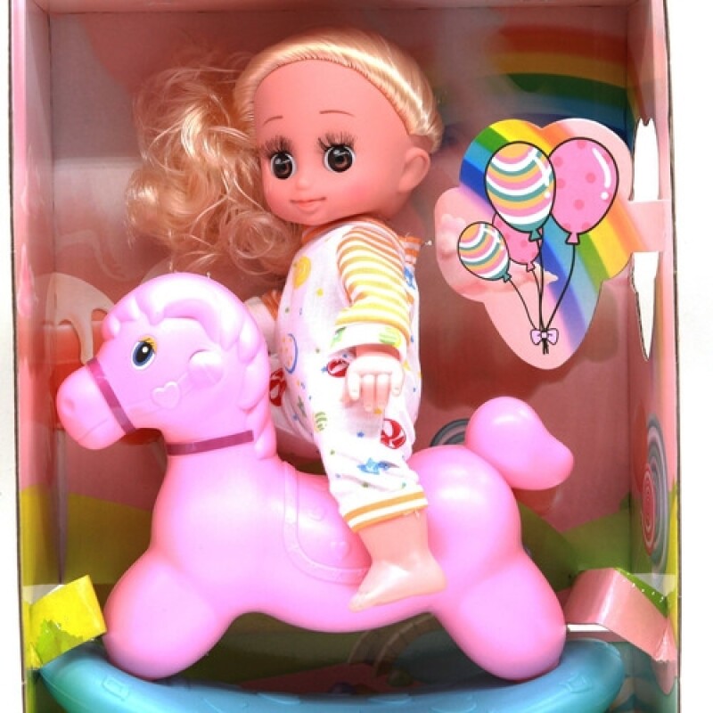 Muñeca con caballito mecedor Muñeca con caballito mecedor