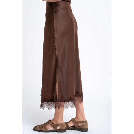 Falda Midi Satinada Chocolate