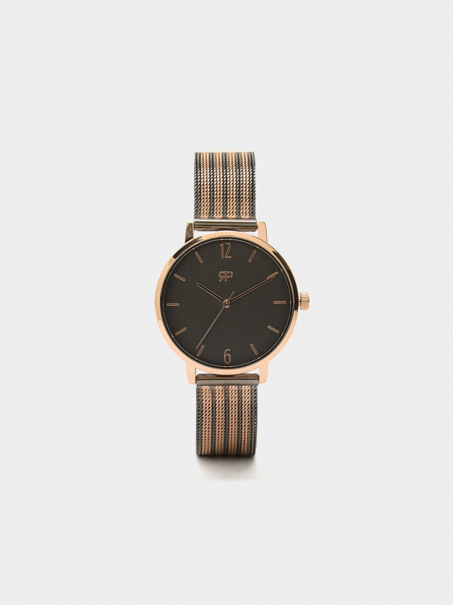 Reloj De Punto Metálico Bicolor - bicolor 