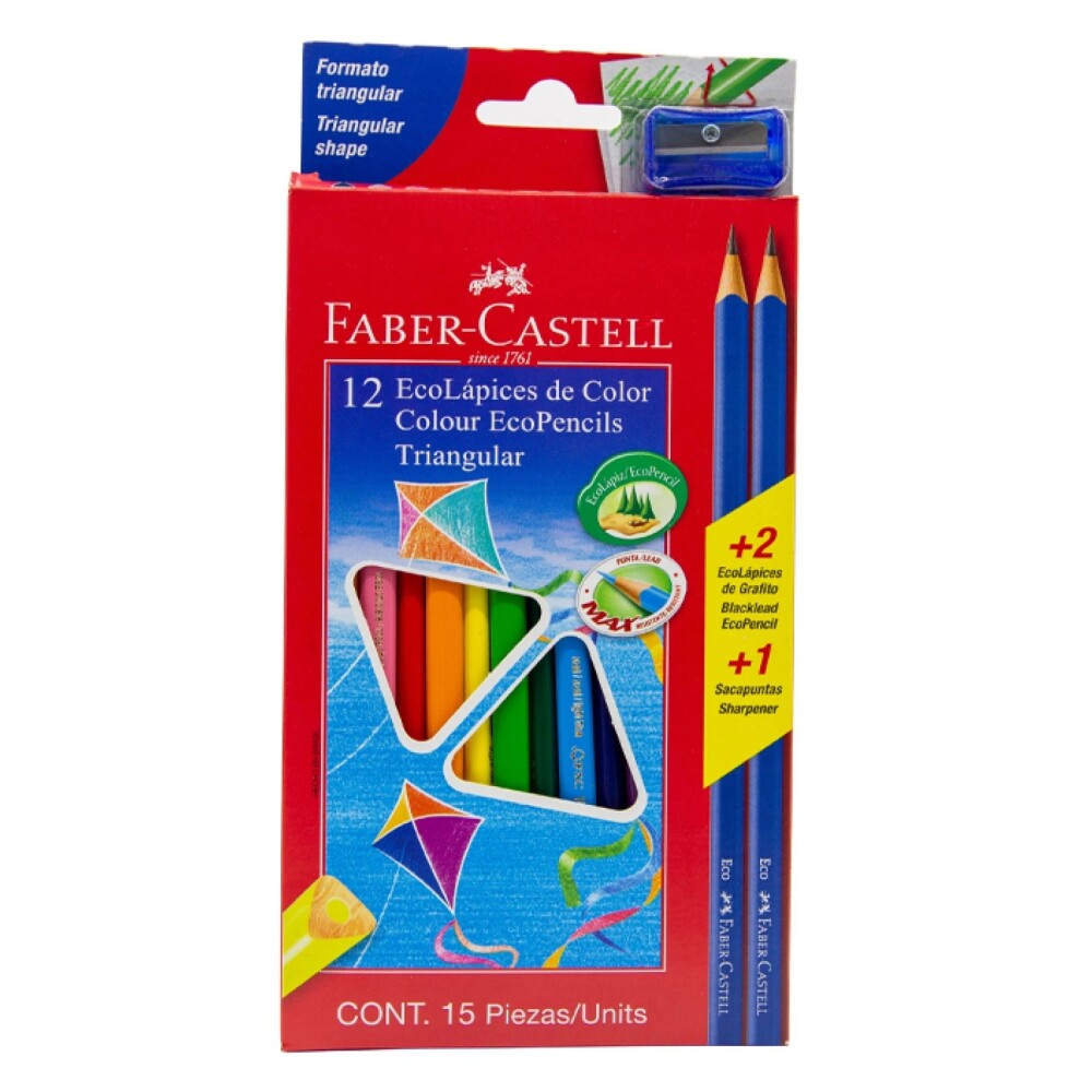 LAPICES FABER 12 COLORES + 2 LAPICES NEGROS + 1 SACAPUNTAS LAPICES FABER 12 COLORES + 2 LAPICES NEGROS + 1 SACAPUNTAS