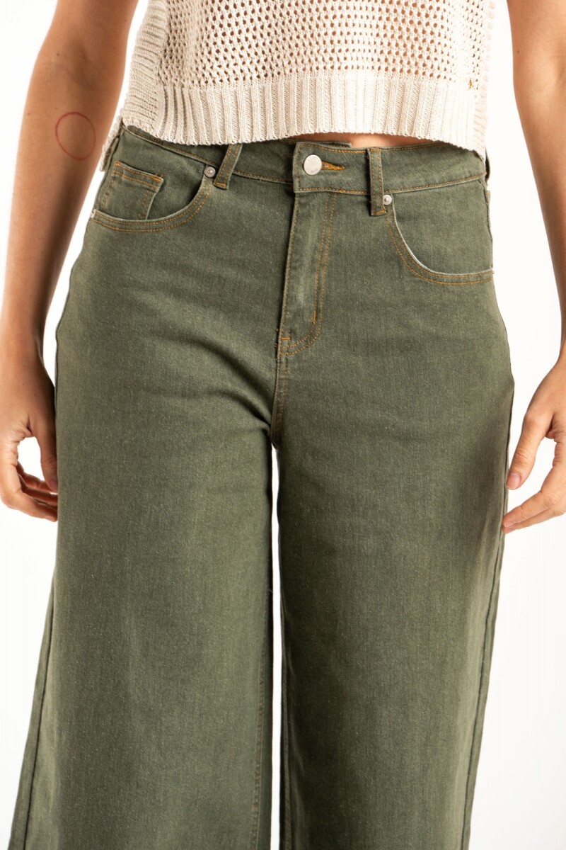 Wide Leg Lavado Oliva