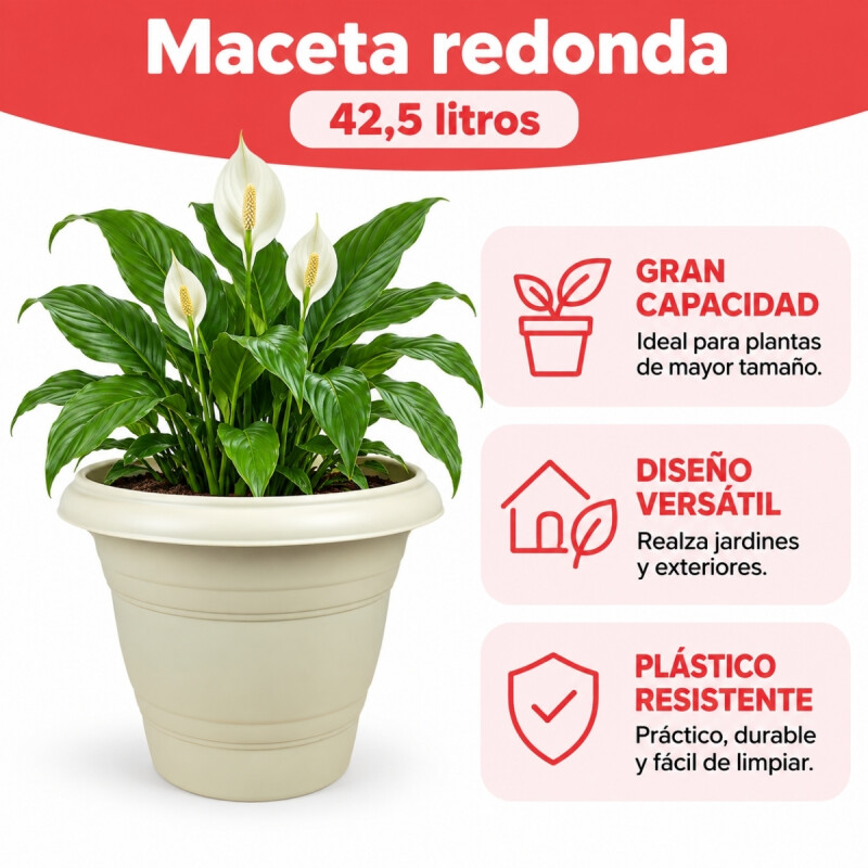 Maceta redonda 42,5 lts ARENA