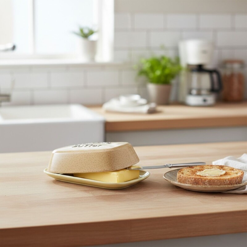 MANTEQUERA CERAMICA BEIGE 18.5X12.5X6.5CM Unica