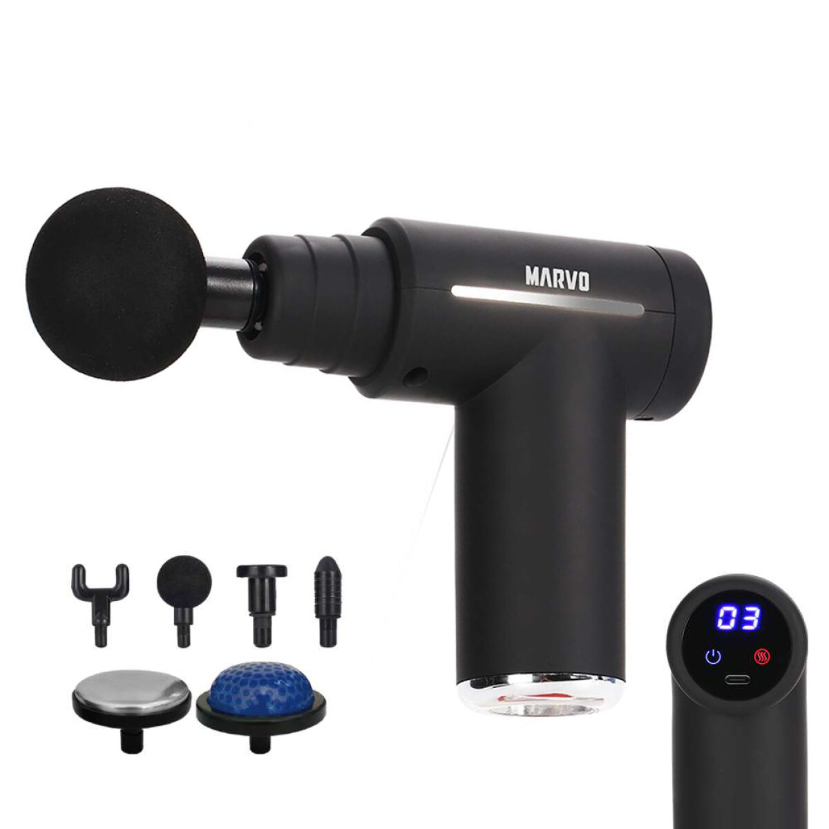 PISTOLA DE MASAJES MARVO PMS-010 INALAMBRICA - NEGRO 