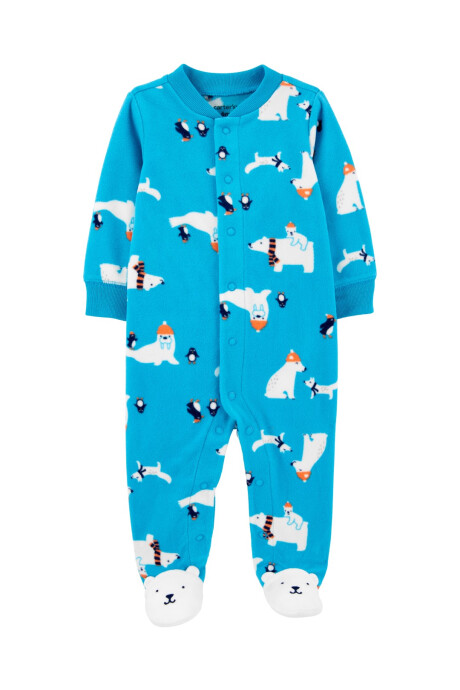 Pijama una pieza de micropolar con pie diseño oso polar Sin color