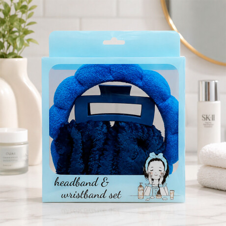 Set De Accesorios Para Cabello Y Cuidado Facial Azul