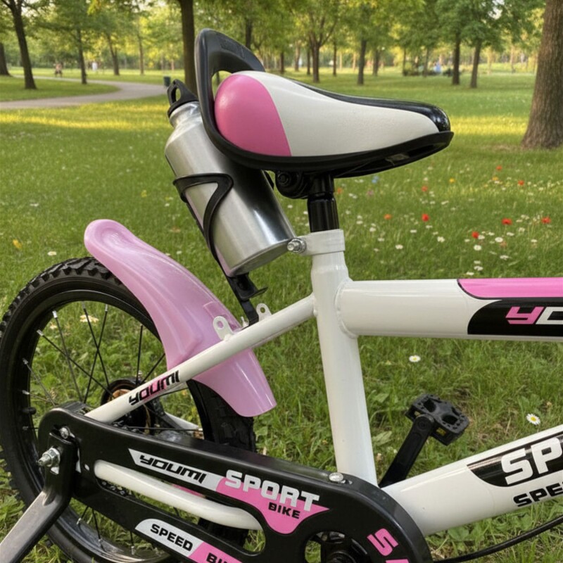 Bicicleta Urbana Infantil Rodada 16 Con Rueditas y canasto Rosa