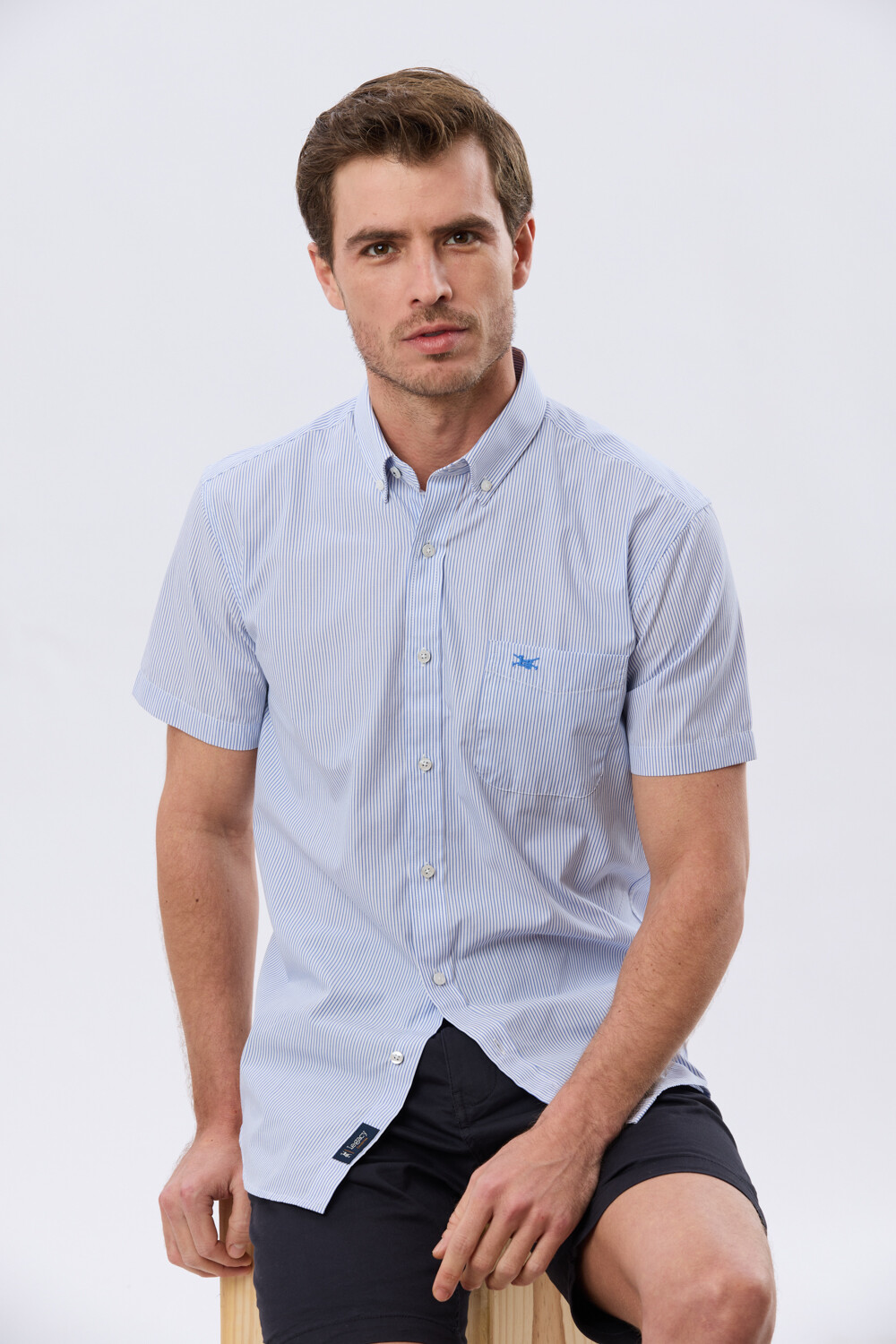 CAMISA RAYADA Celeste