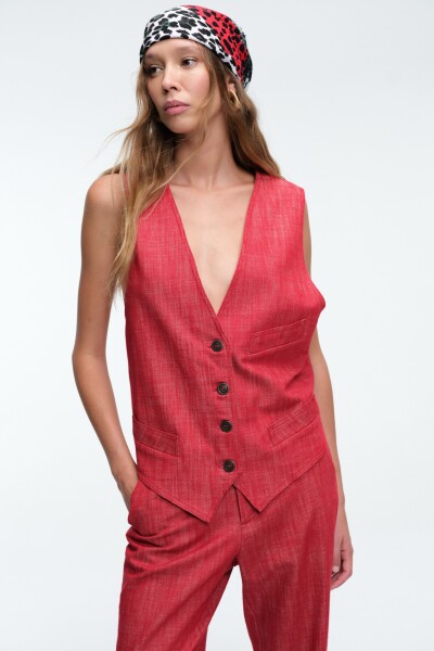 CHALECO DENIM Rojo