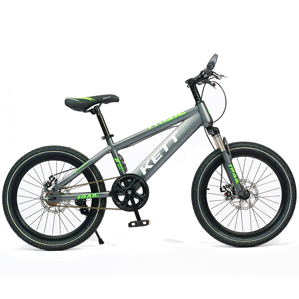 Bicicleta Montaña Kett Rodado 20 Acero Freno Disco - Trail-Gris-Verde 