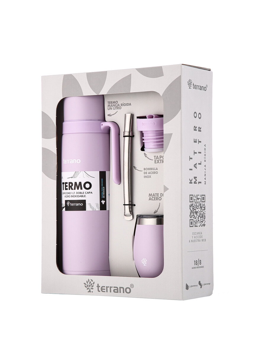Kit Termo Manija Rígida + Mate con Tapa y bombilla - Lila 