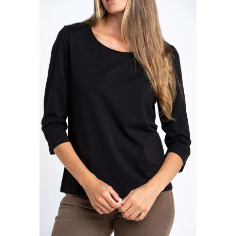 Remera Manga 3/4 Algodon Elastano Negro