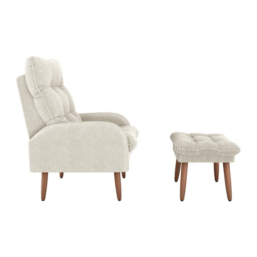 Butaca 1 Cuerpo Living + Puf - Nantes Beige