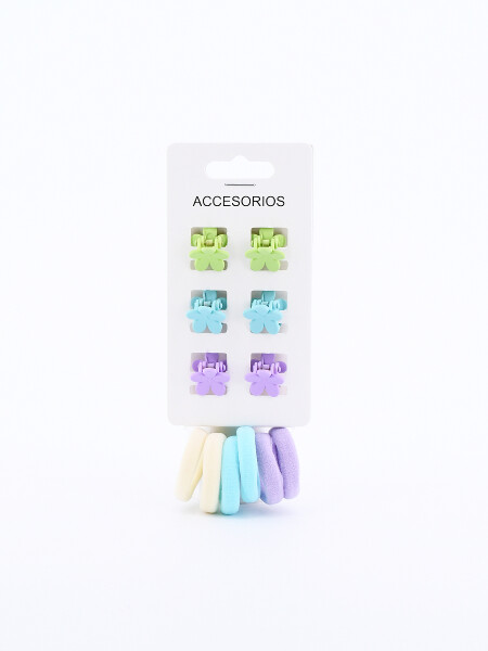 PINZA Y COLEROS PACK X 12 MULTICOLOR