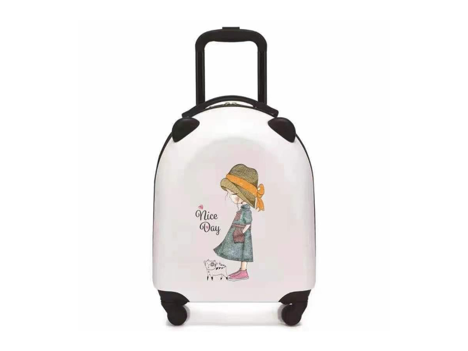 MALETA INFANTIL CON RUEDAS DISEÑO NIÑA (BLANCO) 